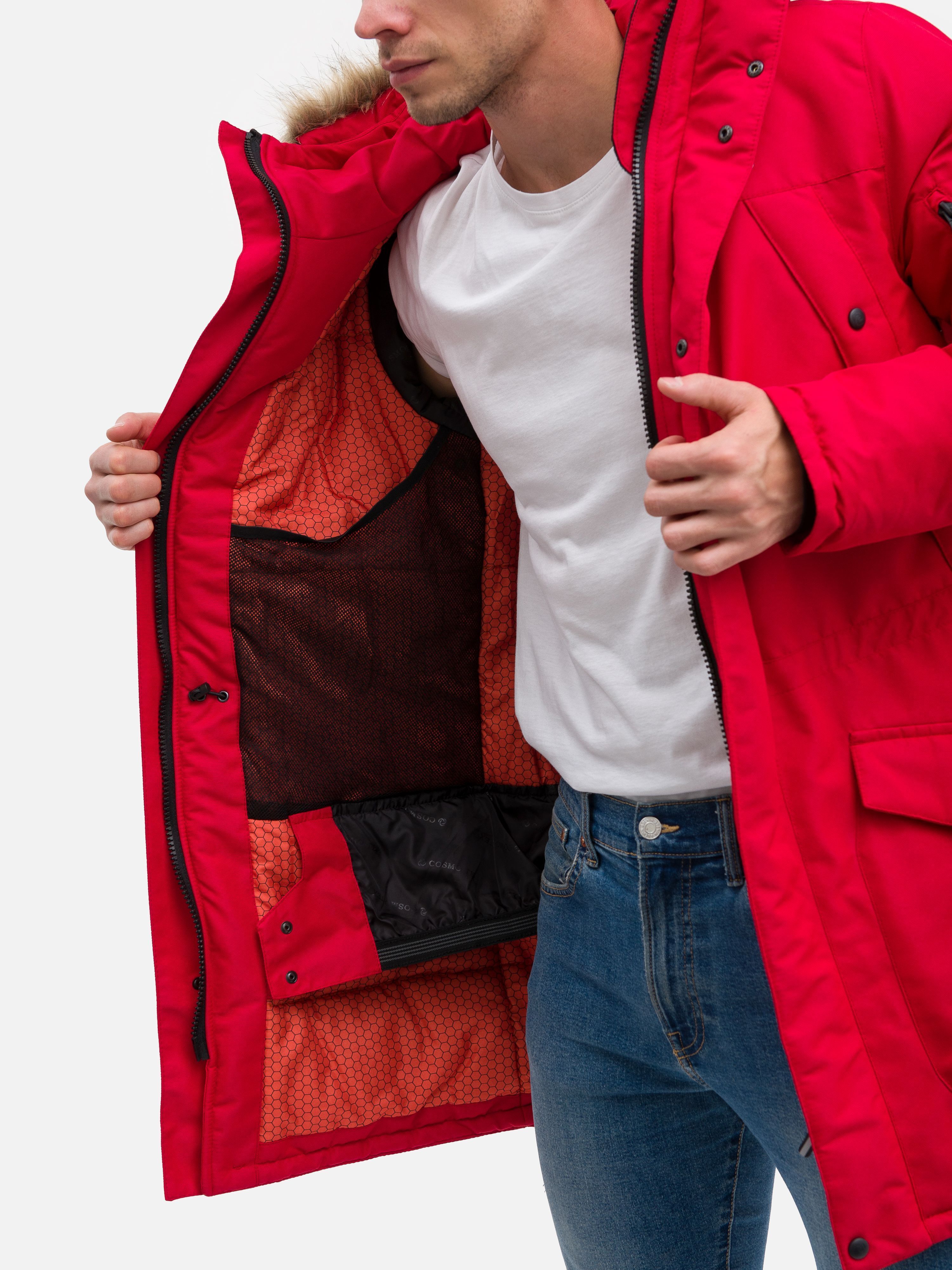 Зимняя мужская мембранная куртка Аляска, цвет красный