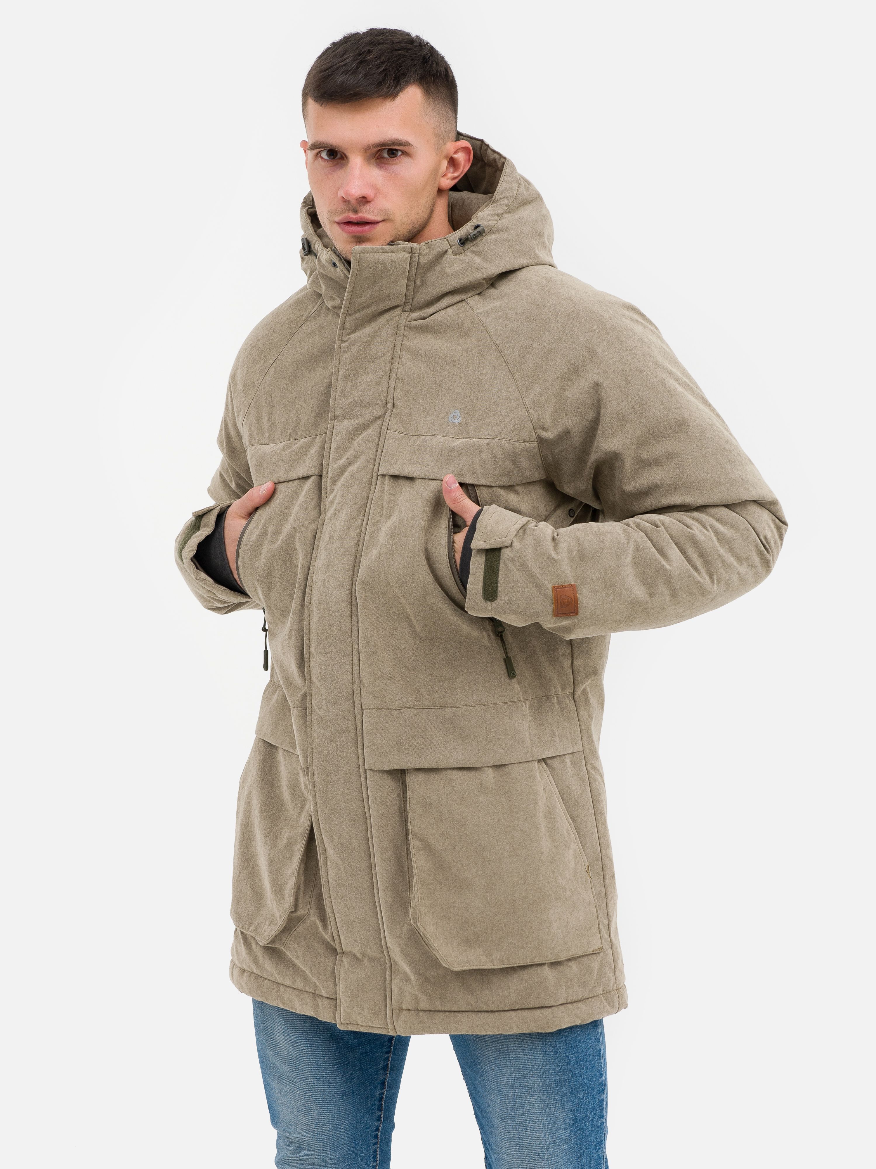 Зимняя мужская мембранная куртка Утес, серый песок