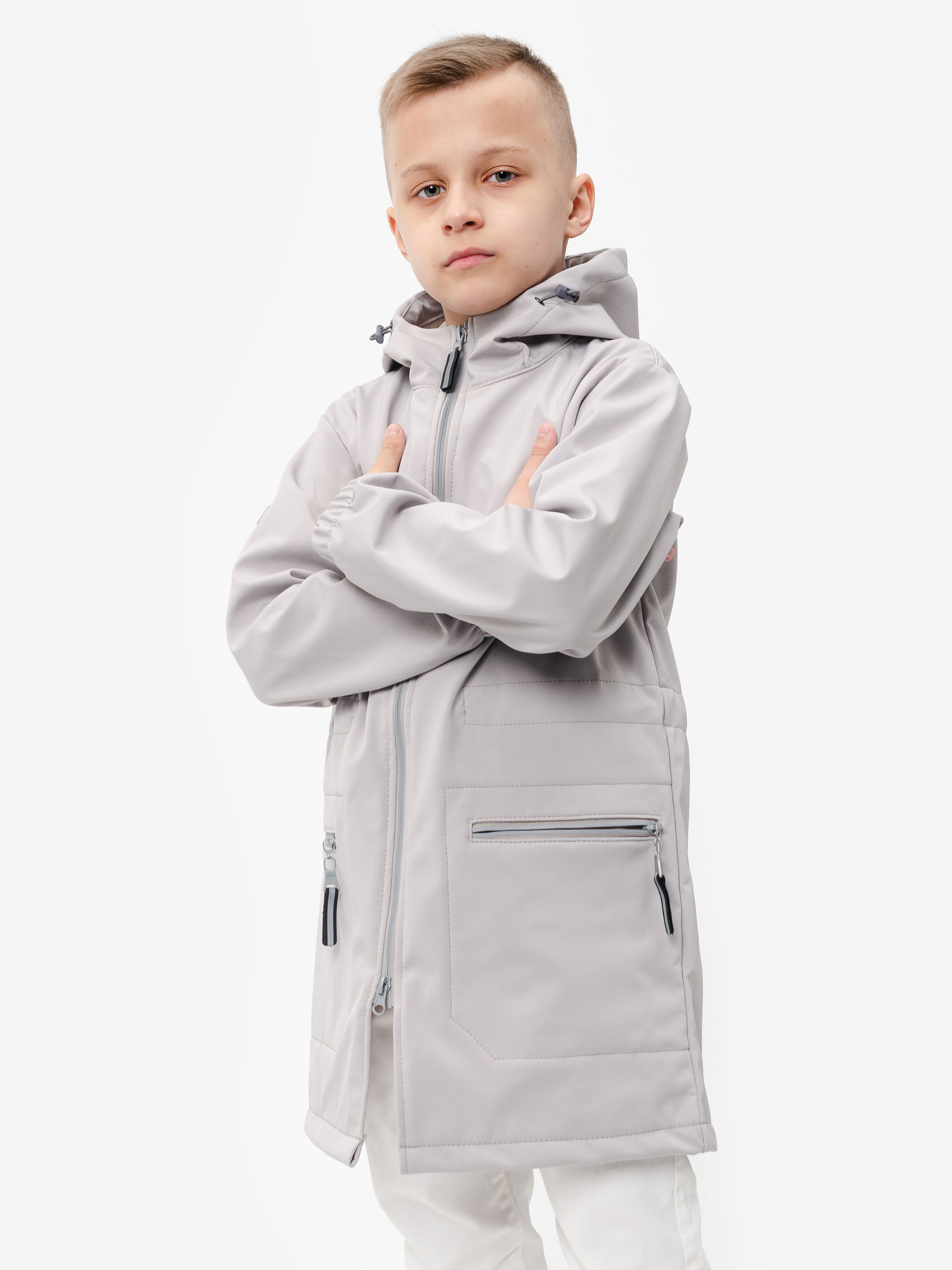 Демисезонная детская мембранная куртка Гуффи, цвет серый туман измембранной ткани
