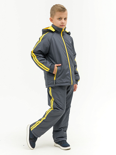 Демисезонный детский спортивный костюм Зарница, цвет серый/желтый