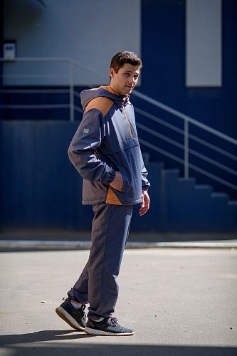 Летний мужской спортивный костюм Гром, цвет асфальт/персик