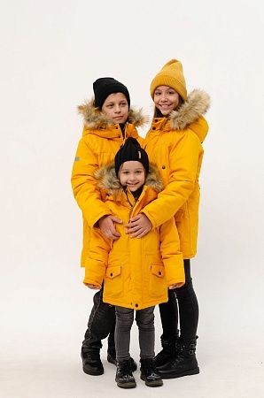 Зимняя детская мембранная куртка Аляска, цвет горчица 