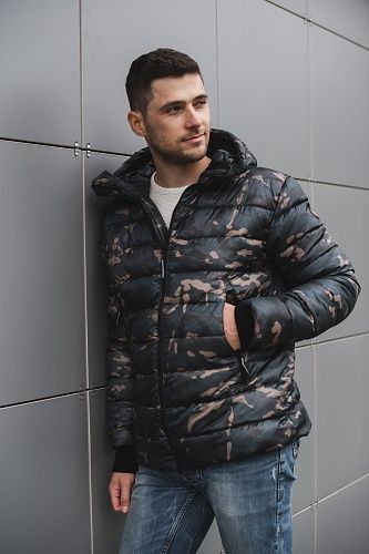 Зимняя мужская куртка Окланд, цвет камуфляж/черная