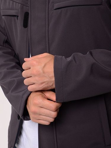 Демисезонная мужская мембранная куртка Софтшелл Комби, цвет графит
